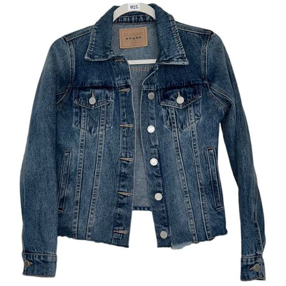 Blank NYC Fitted Raw Hem Denim Jacket In Traffic Jam Size XS - Picture 6 of 9